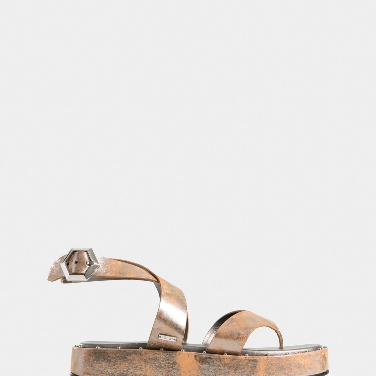 VELEZ - Vélez Sandalias Plataforma Iris Cuero Mujer Taches Plata