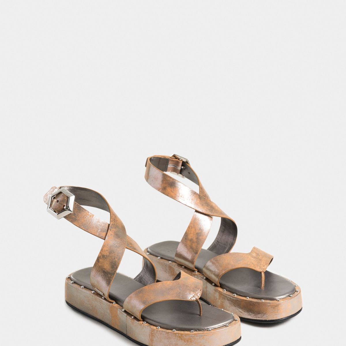 VELEZ - Vélez Sandalias Plataforma Iris Cuero Mujer Taches Plata