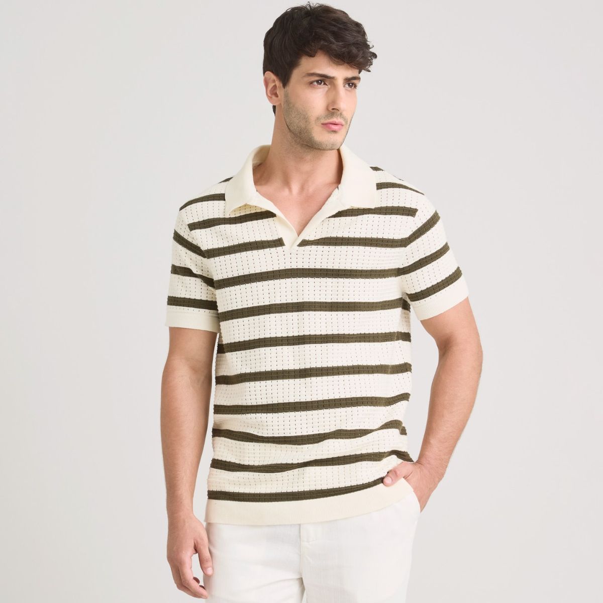 VELEZ - Vélez Polo Aurora Manga Corta Para Hombre Textura Crema