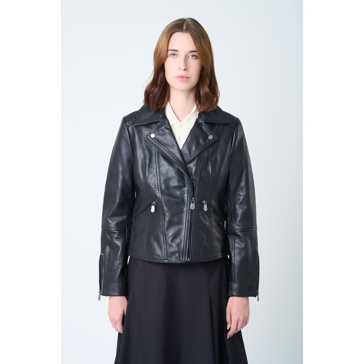 VELEZ - Vélez Casaca Biker Island De Cuero Mujer Fit Ajustado Negro