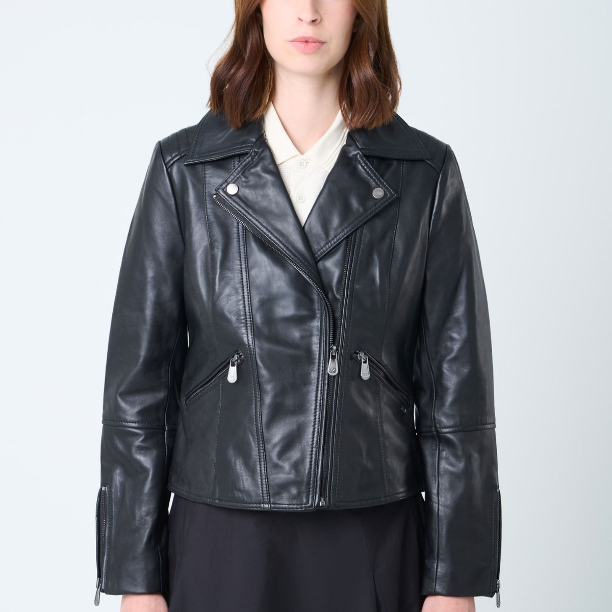 VELEZ - Vélez Casaca Biker Island De Cuero Mujer Fit Ajustado Negro