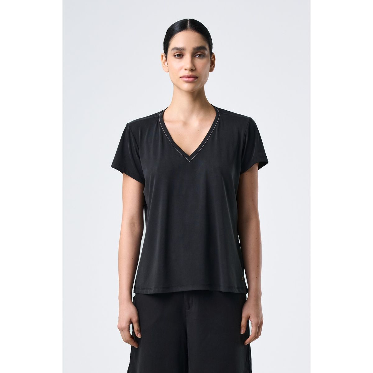 VELEZ - Vélez Camiseta Vega En Tejido De Punto Mujer Detalle Negro