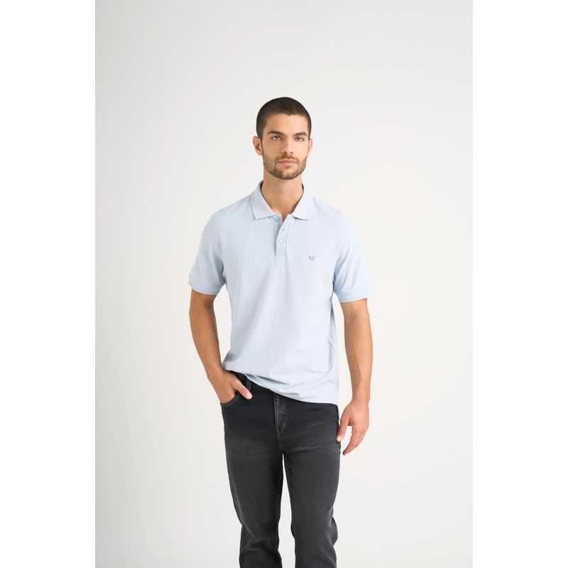 VELEZ - Vélez Polo Para Hombre Semi Fit Detalle Jacquard Azul Claro