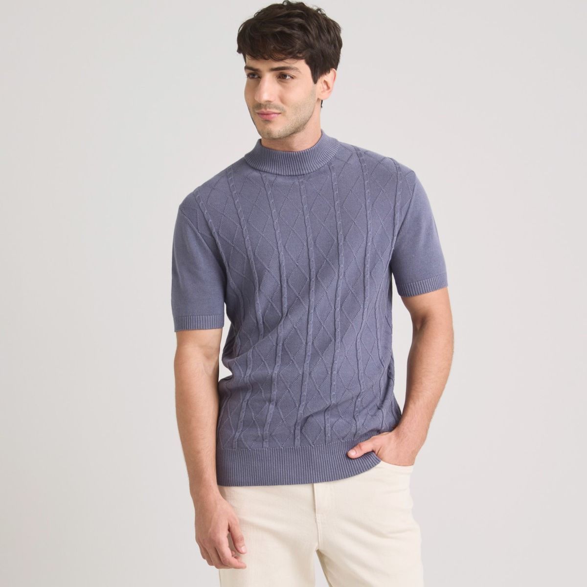 VELEZ - Vélez Polo Tejida Shadow Hombre Figuras Geométricas Azul