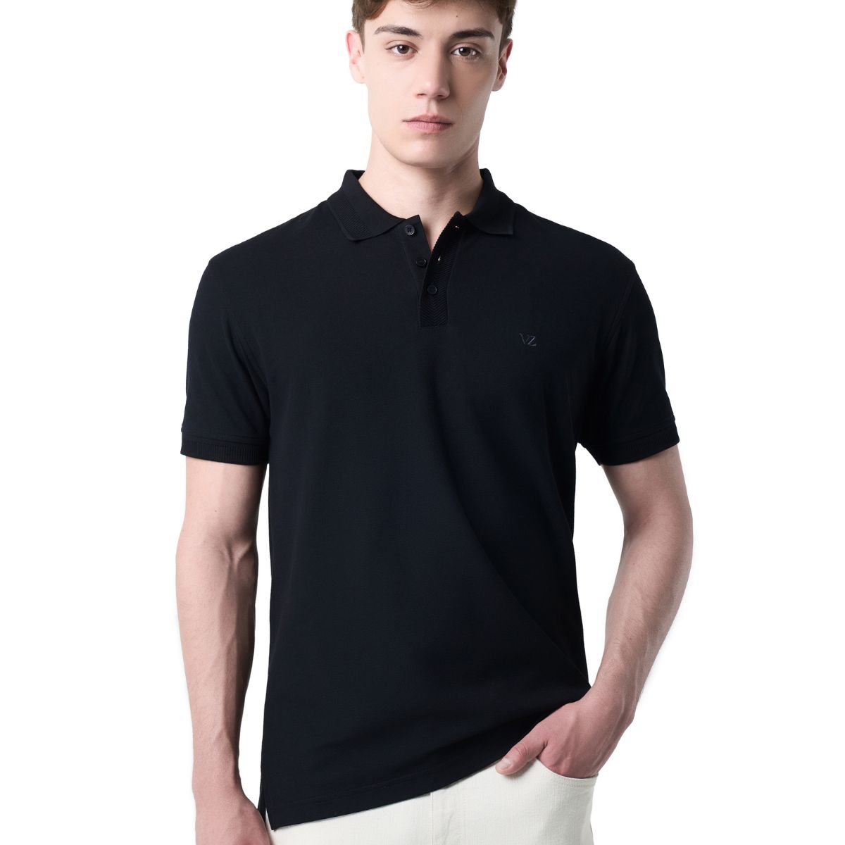 VELEZ - Vélez Polo Para Hombre Semi Fit Detalle Jacquard Negro