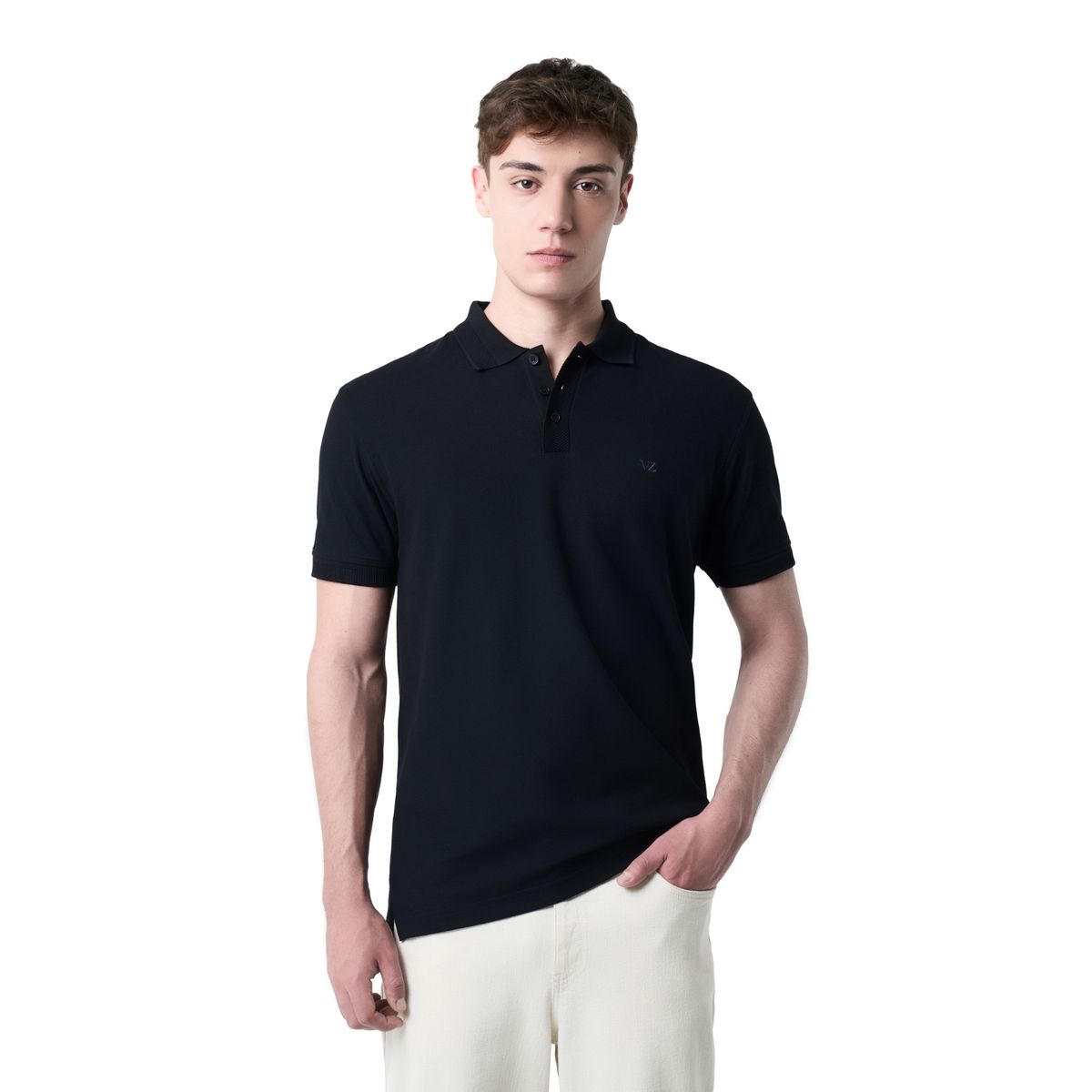 VELEZ - Vélez Polo Para Hombre Semi Fit Detalle Jacquard Negro