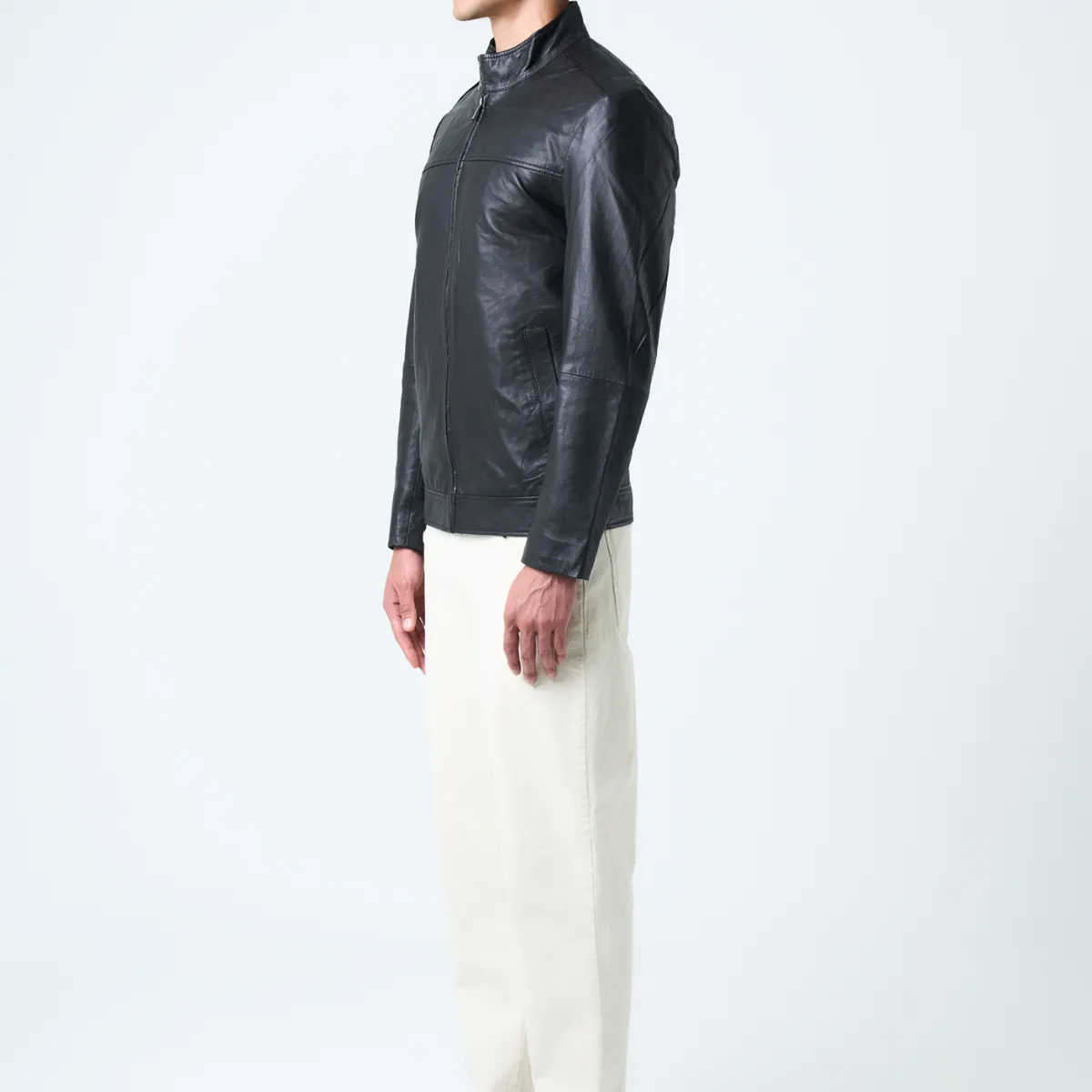 VELEZ - Vélez Casaca Bosa De Cuero Hombre Fit Semi Holgado Negro