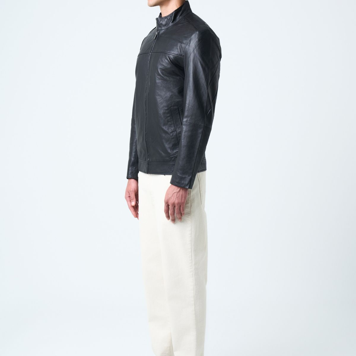 VELEZ - Vélez Casaca Bosa De Cuero Hombre Fit Semi Holgado Negro