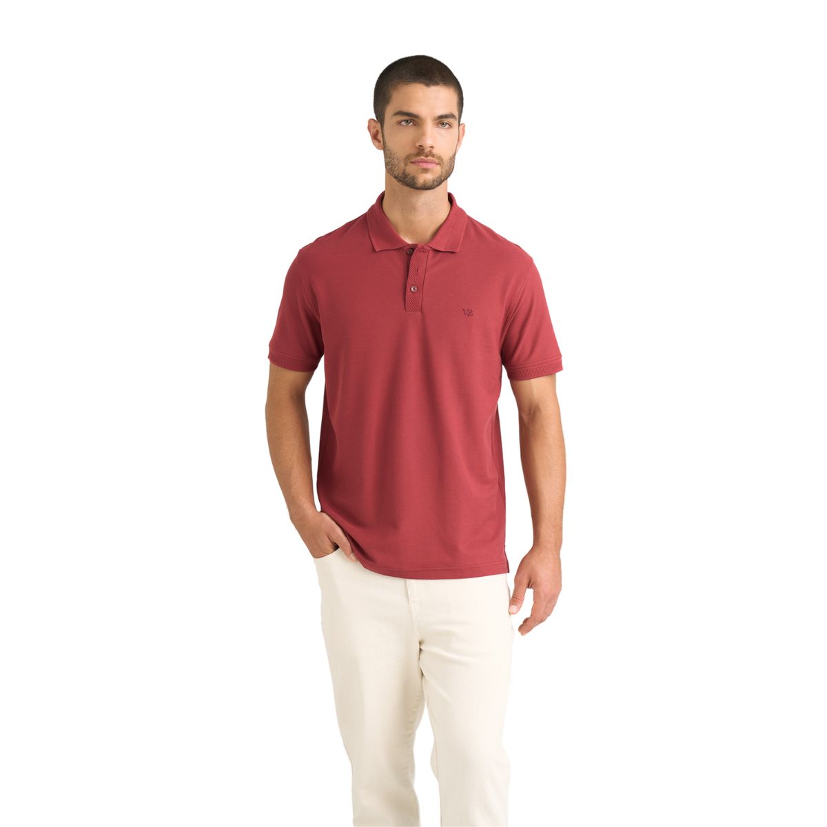 VELEZ - Vélez Polo Para Hombre Semi Fit Detalle Jacquard Vinotinto