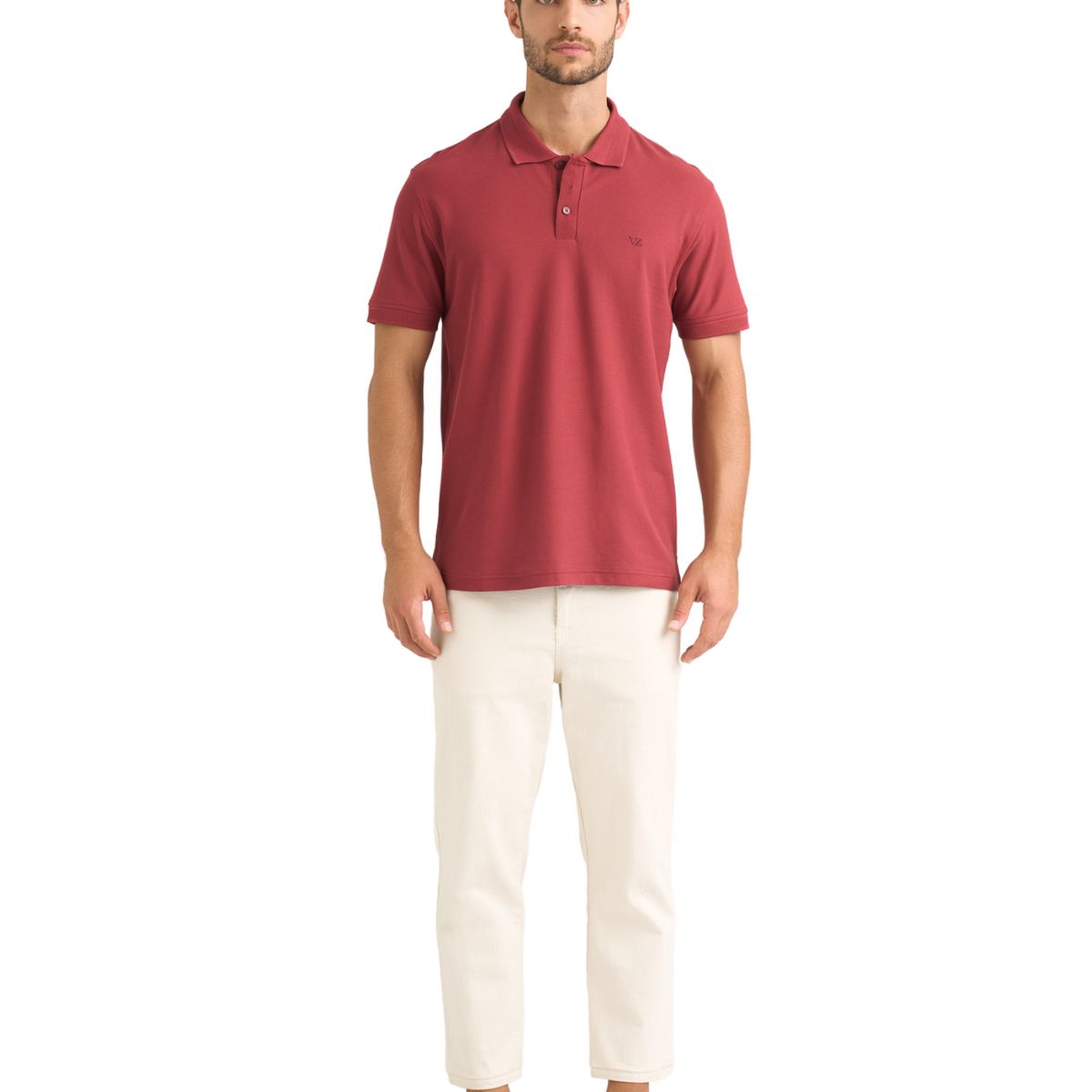 VELEZ - Vélez Polo Para Hombre Semi Fit Detalle Jacquard Vinotinto