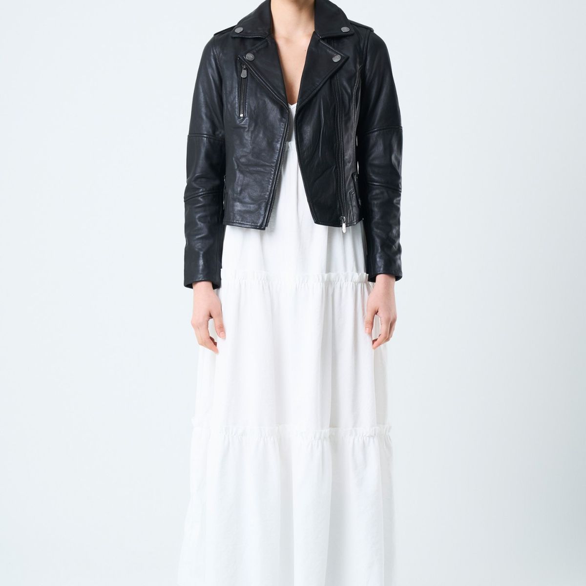 VELEZ - Vélez Casaca Biker Royal De Cuero Mujer Fit Ajustado Negro