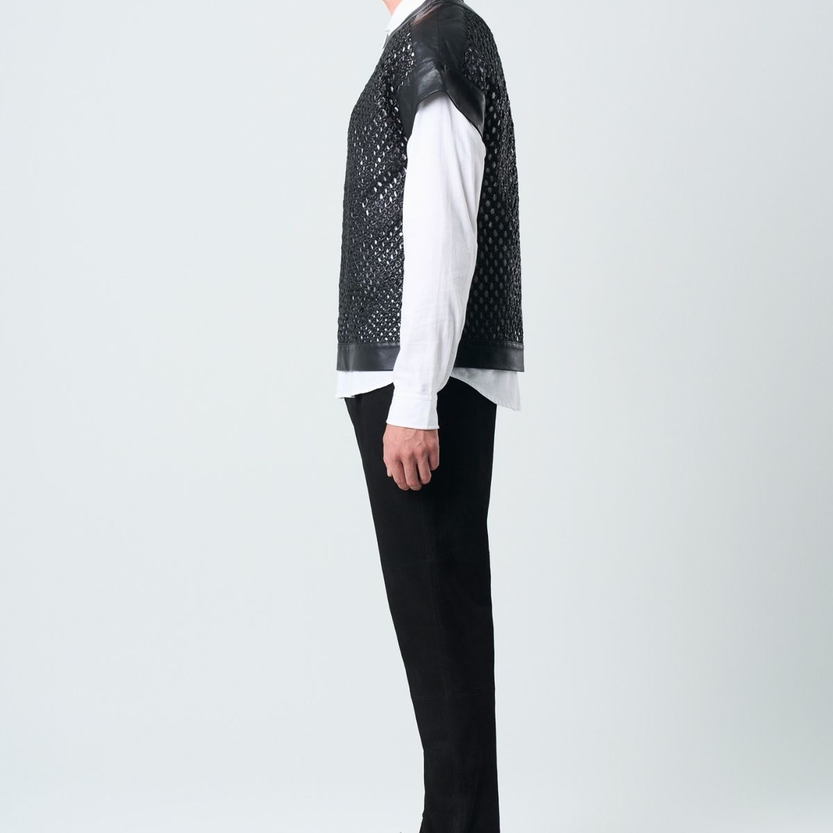 VELEZ - Vélez Camisilla Orión De Cuero Para Hombre Tejida Negro