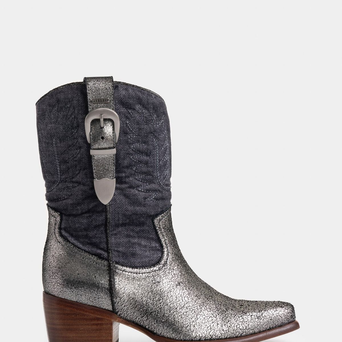 VELEZ - Vélez Botas Texanas Acrux Cuero Folia Mujer Chapetas Plata