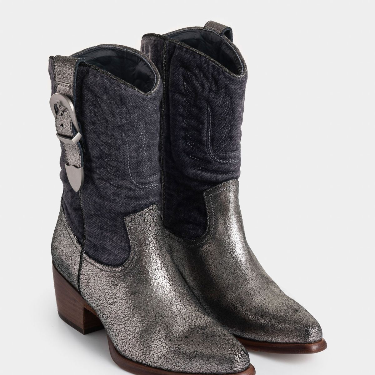 VELEZ - Vélez Botas Texanas Acrux Cuero Folia Mujer Chapetas Plata