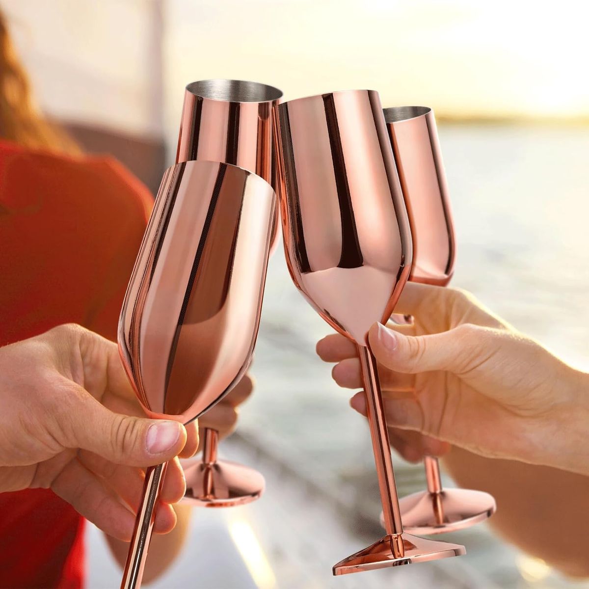 KOTIINI - Set 2 copas champán acero inoxidable 250ml oro rosa