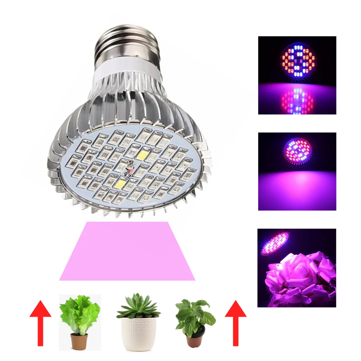 GENERICO - FOCO LED PARA PLANTAS DE ESPECTRO COMPLETO 30W 40 LEDS