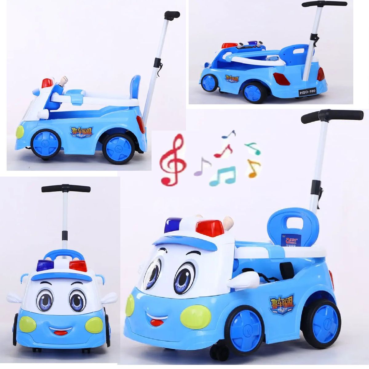 GENERICO - Correpasillo a Bateria Police Musical con Guiador EW-109 -Az