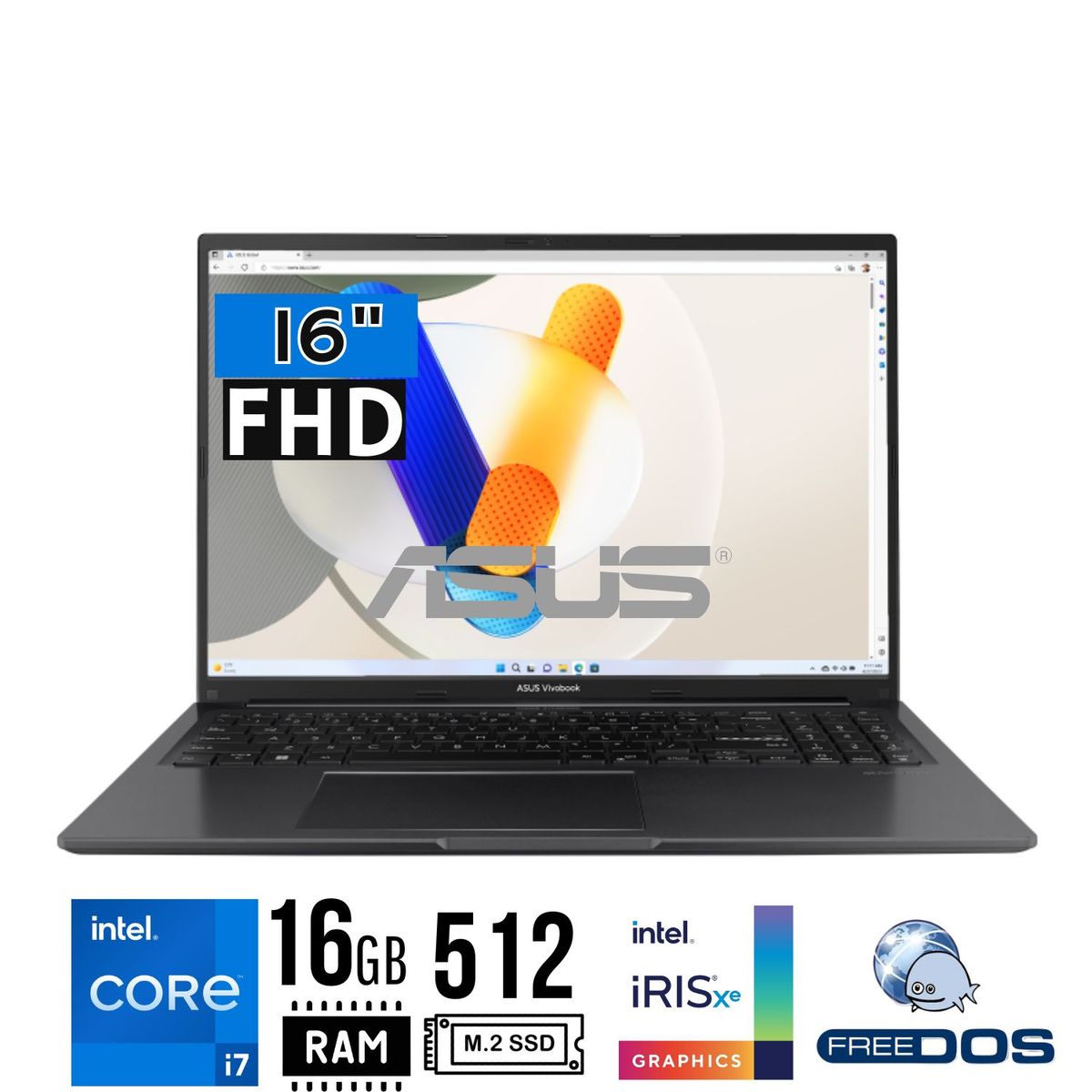 ASUS - Laptop ASUS VIVOBOOK 16 X1605VA-MB1235, 16´ FHD, core i7-13620H, RAM 16GB, SSD 512GB, Free Dos