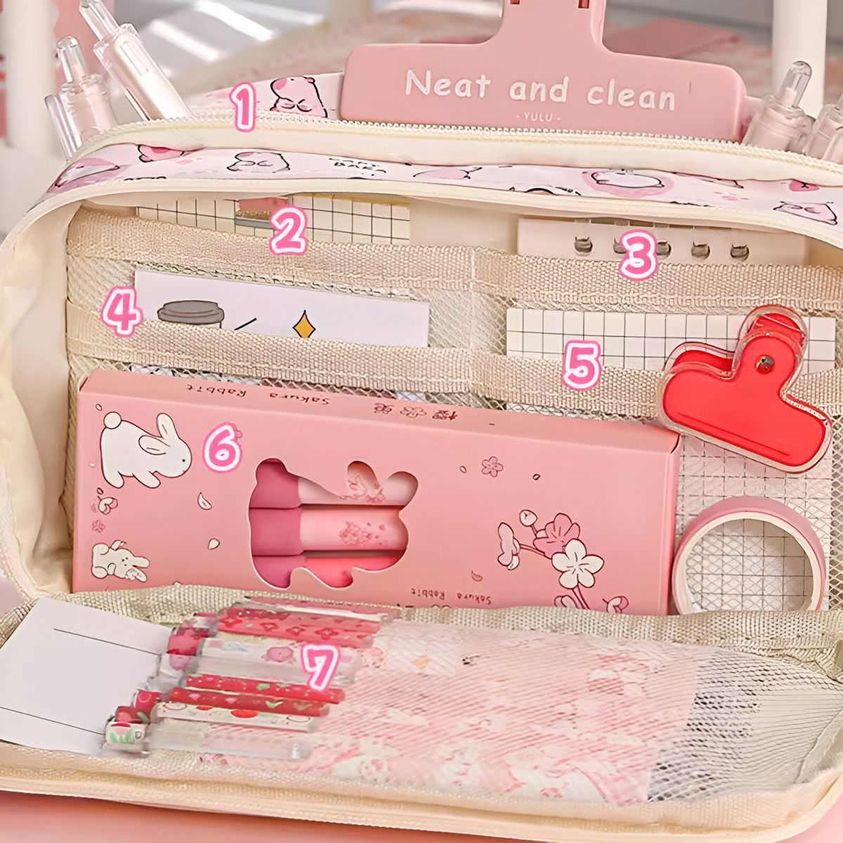 GENERICO - Cartuchera Capibara Grande Rosada Espaciosa