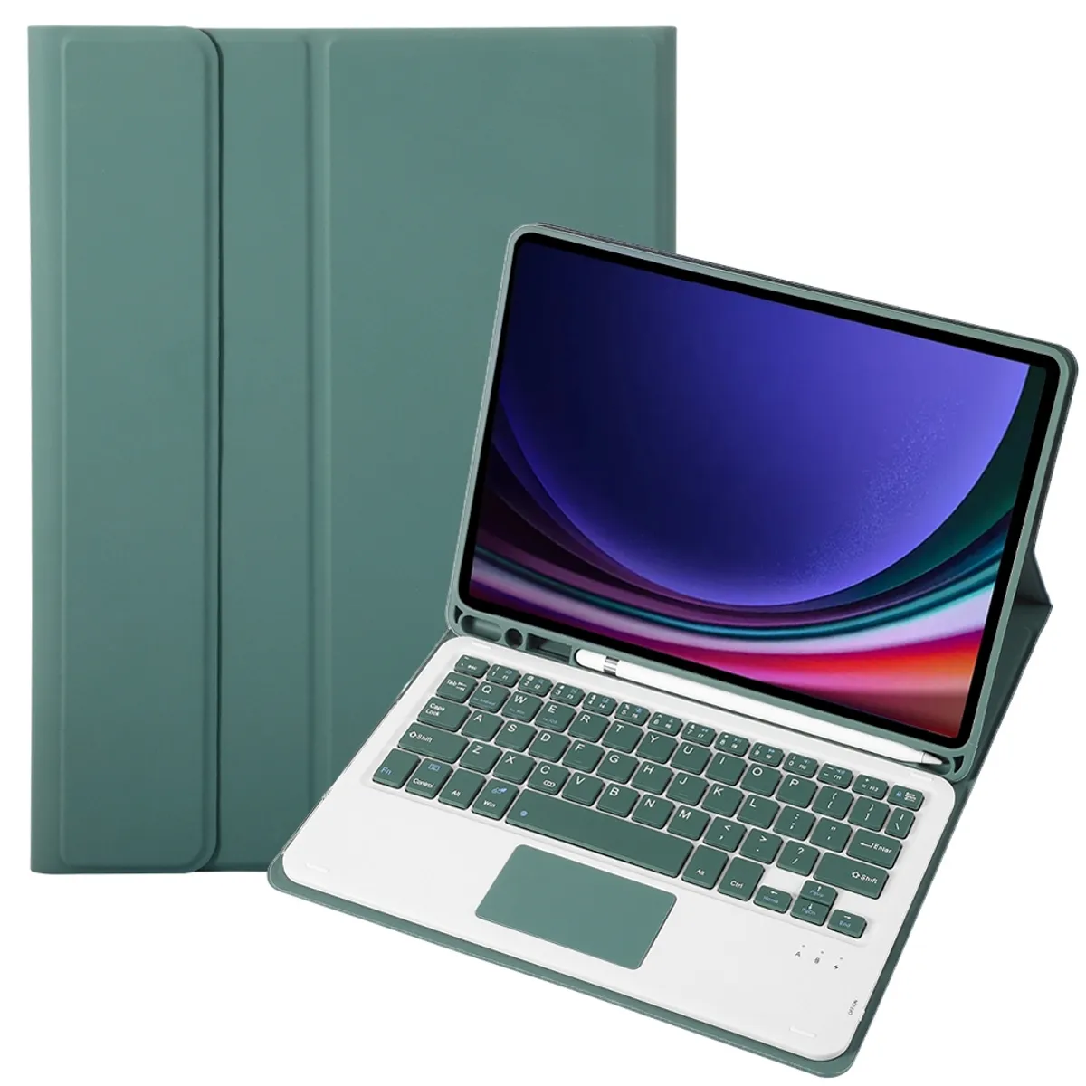 GENERICO - Funda Con Teclado Bluetooth Touchpad para Samsung S9 S9 FE - VERDE M