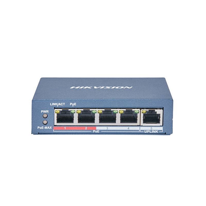 HIKVISION - HK-DS-3E0105P-E/M - SWITCH 4 PUERTOS POE 1 UPLINK - 12VDC/220V
