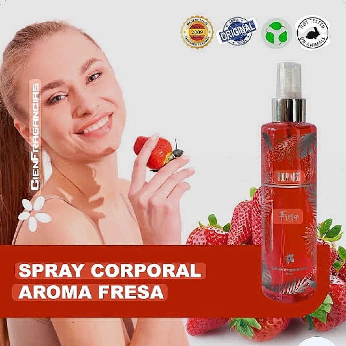 CIEN FRAGANCIAS - BODY MIST FRESA GLAMOUR FLOREAL CIENFRAGANCIAS CIEN ESENCIAS 200ML