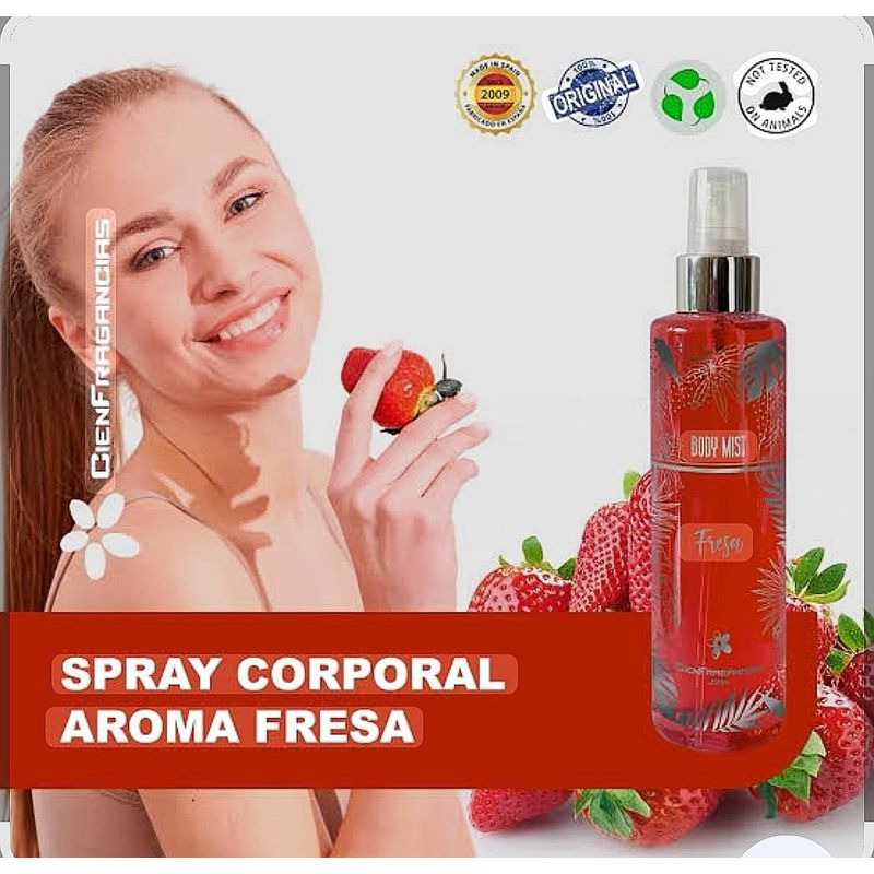 CIEN FRAGANCIAS - BODY MIST FRESA GLAMOUR FLOREAL CIENFRAGANCIAS CIEN ESENCIAS 200ML