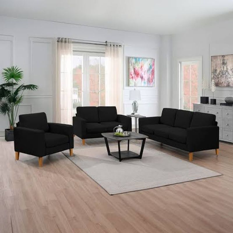 GENERICO - SECCIONAL Mueble SONRISA 3 2 1 negro +6 COJINES DE REGALO