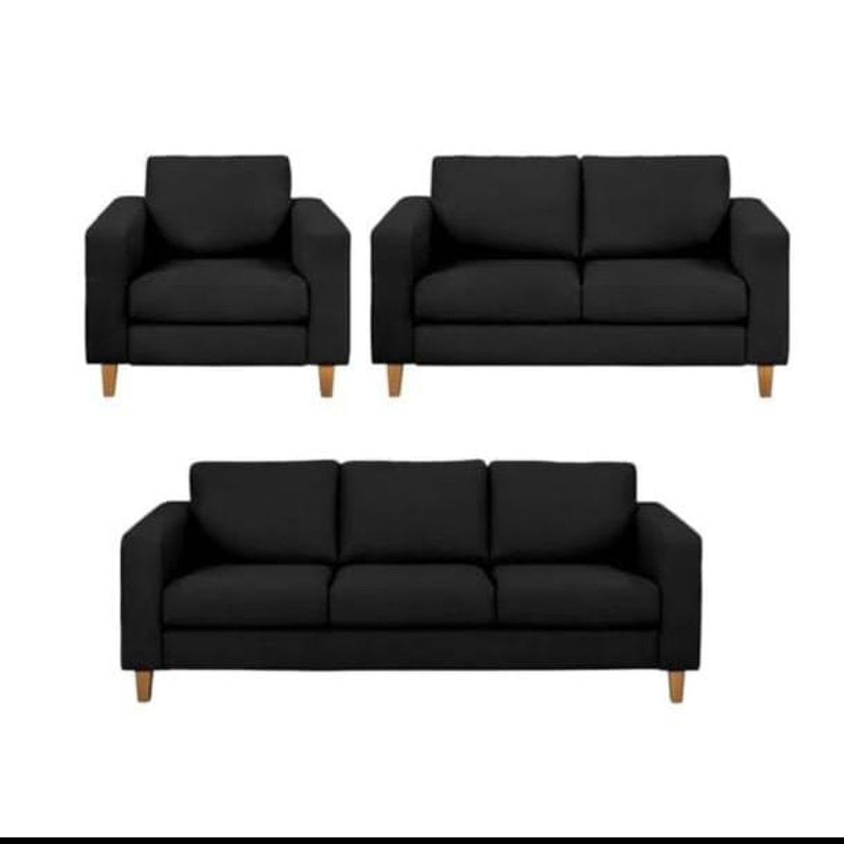 GENERICO - SECCIONAL Mueble SONRISA 3 2 1 negro + 3 COJINES DE REGALO