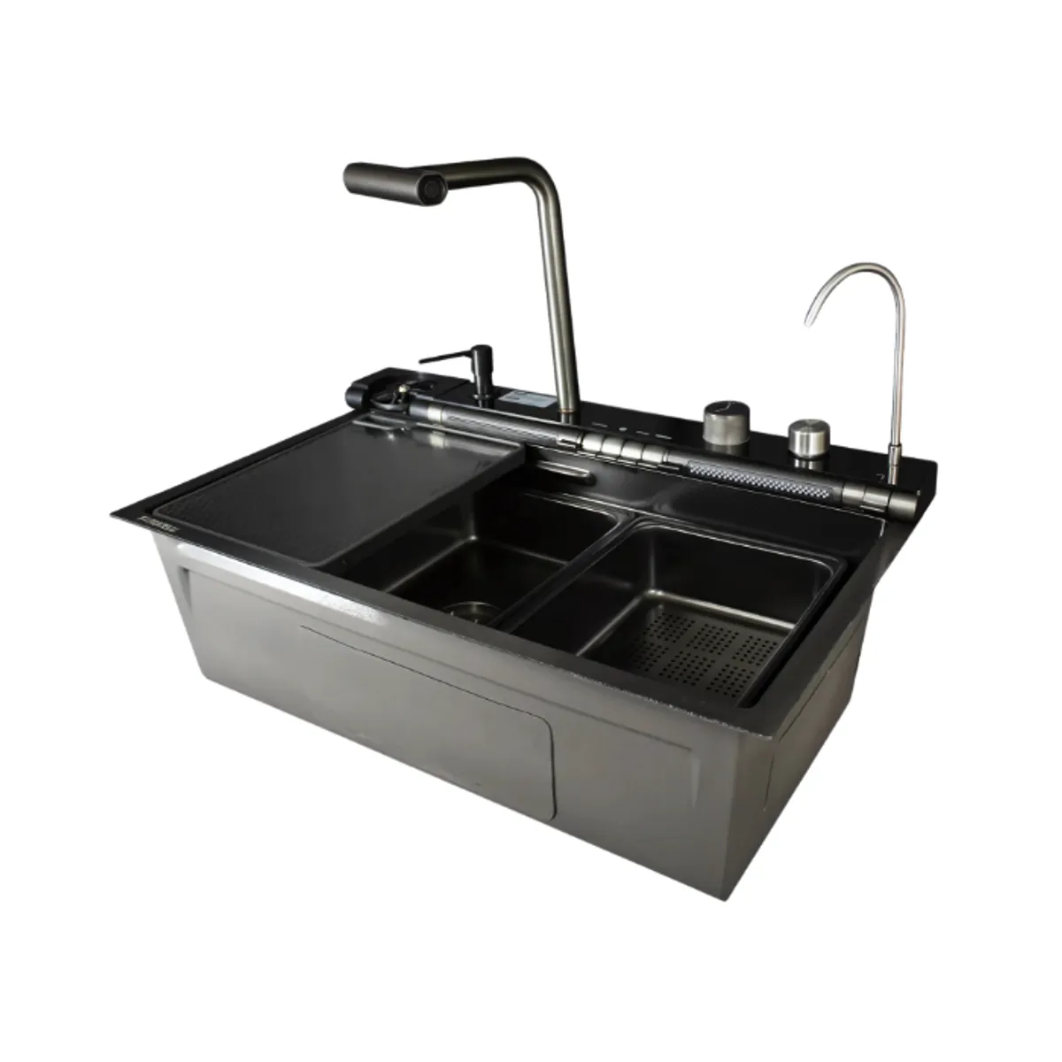 FRATELLI - LAVADERO MULTIFUNCIONAL 5 FUNCIONES  DE ACERO INOX NEGRO MDV-7545B