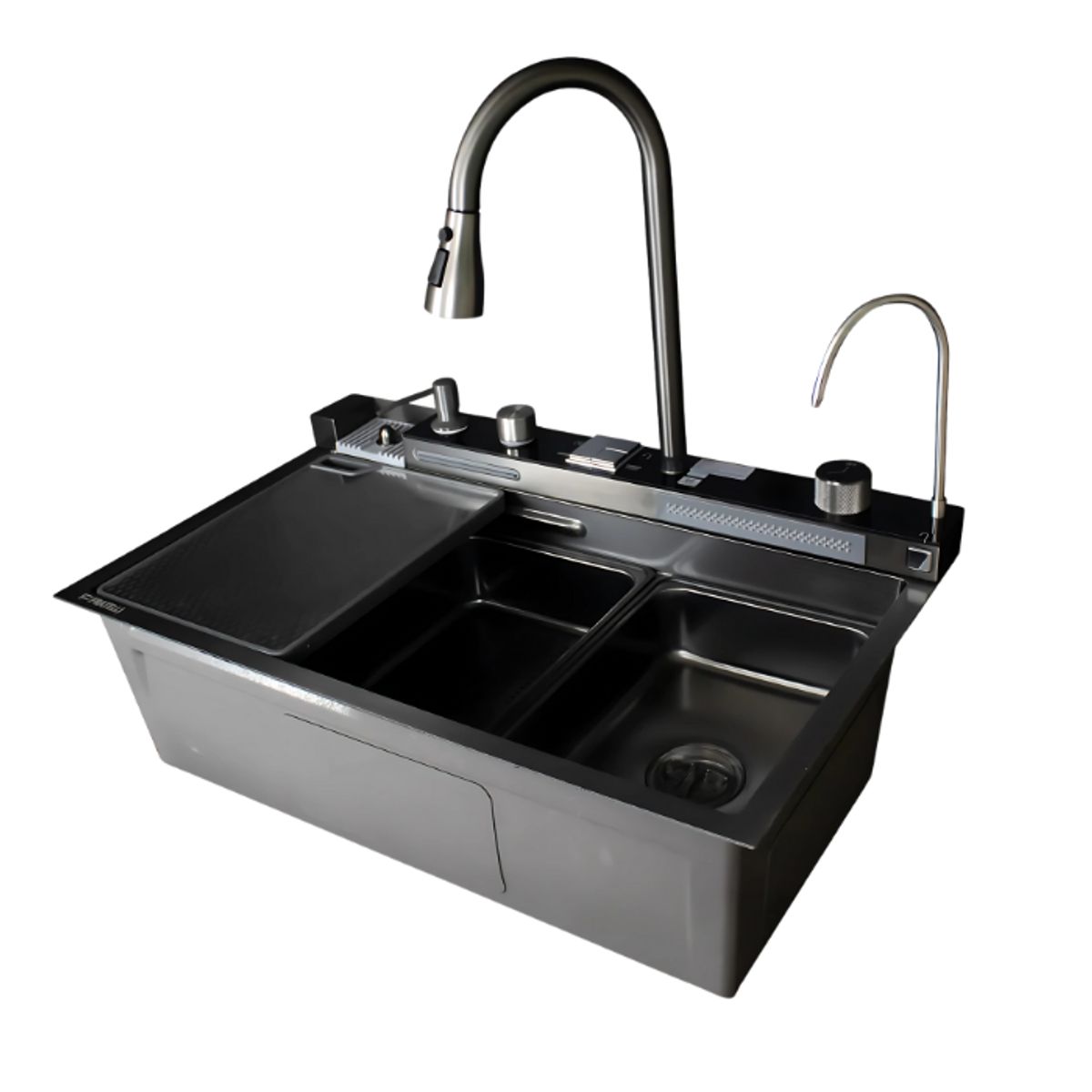 FRATELLI - LAVADERO MULTIFUNCIONAL 5 FUNCIONES  DE ACERO INOX NEGRO HWI-7545B