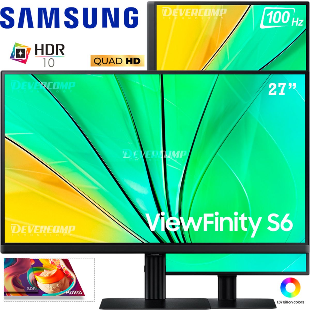 SAMSUNG - Monitor Samsung ViewFinity S6 27” LS27D600EALXPE QHD IPS 100Hz HDR10
