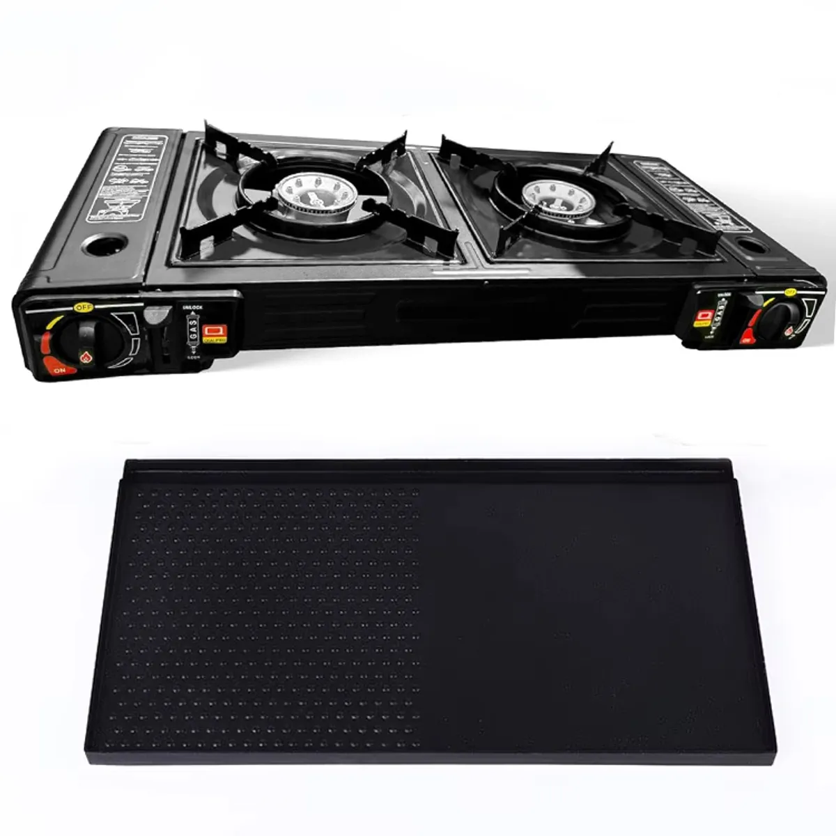 SANTOFA ELECTRONICS - cocina a gas portatil 2 hornillas 2 en 1 con parrilla Camp