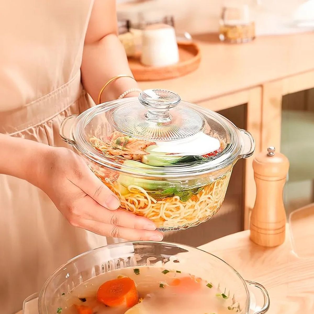 ICHIMATSU - Cacerola Redonda de vidrio borosilicato 16L