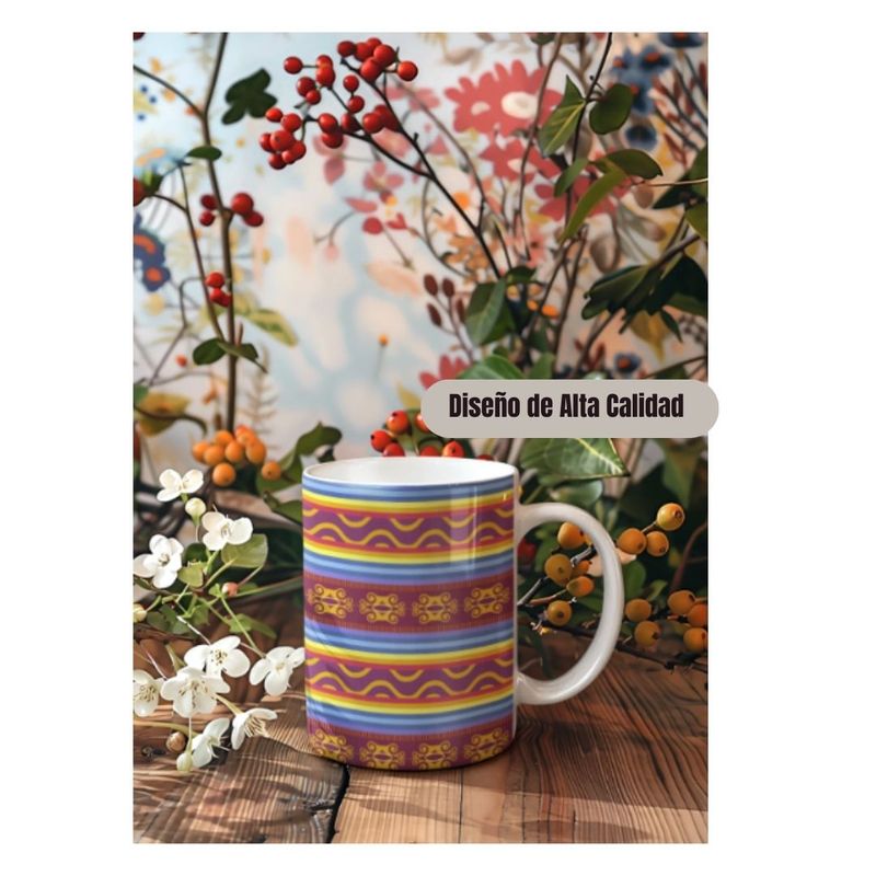 GENERICO - Taza de Loza Diseño Patron Andino Fiestas Patrias 11oz 23