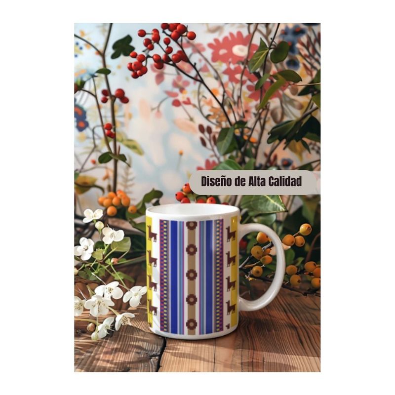 GENERICO - Taza de Loza Diseño Patron Andino Fiestas Patrias 11oz 25