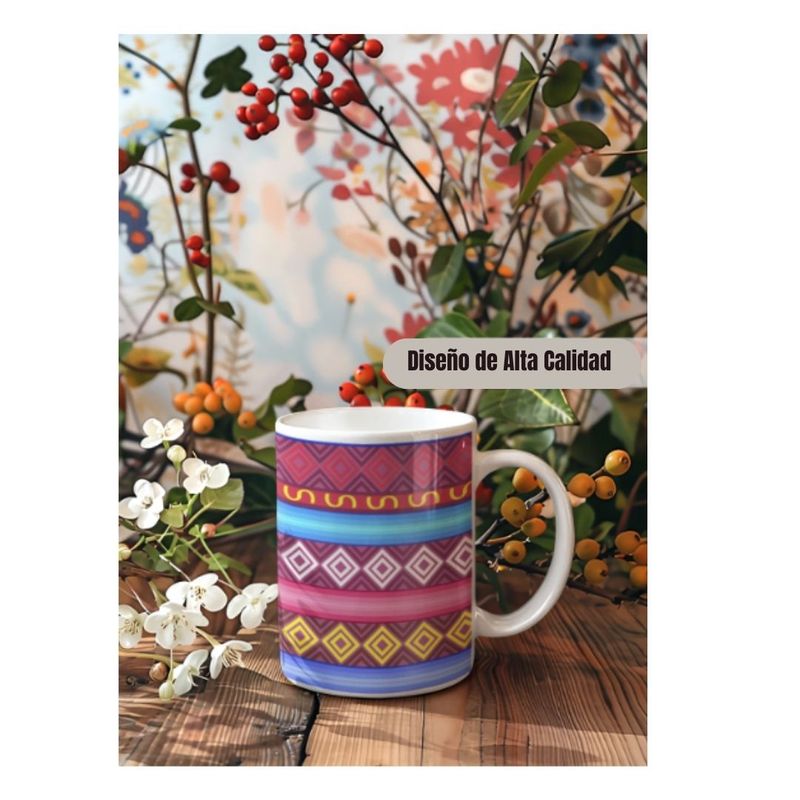 GENERICO - Taza de Loza Diseño Patron Andino Fiestas Patrias 11oz 26