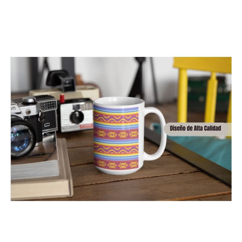 GENERICO - Taza de Loza Diseño Patron Andino Fiestas Patrias 15oz 23