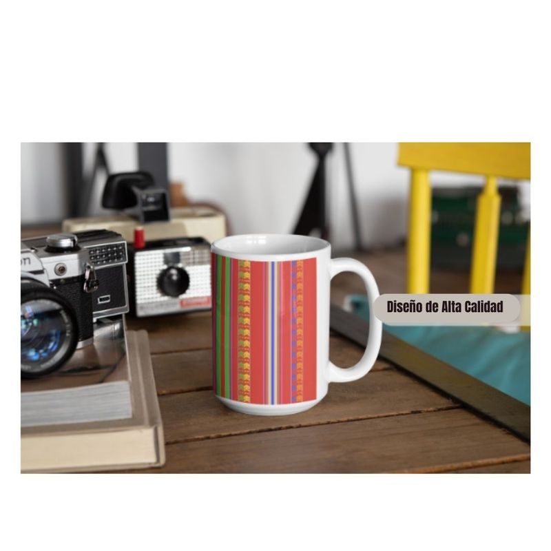 GENERICO - Taza de Loza Grande Diseño Patron Andino Fiestas Patrias 15oz 24