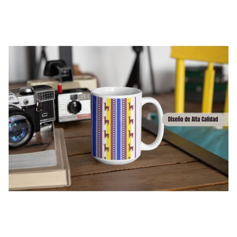 GENERICO - Taza de Loza Grande Diseño Patron Andino Fiestas Patrias 15oz 25