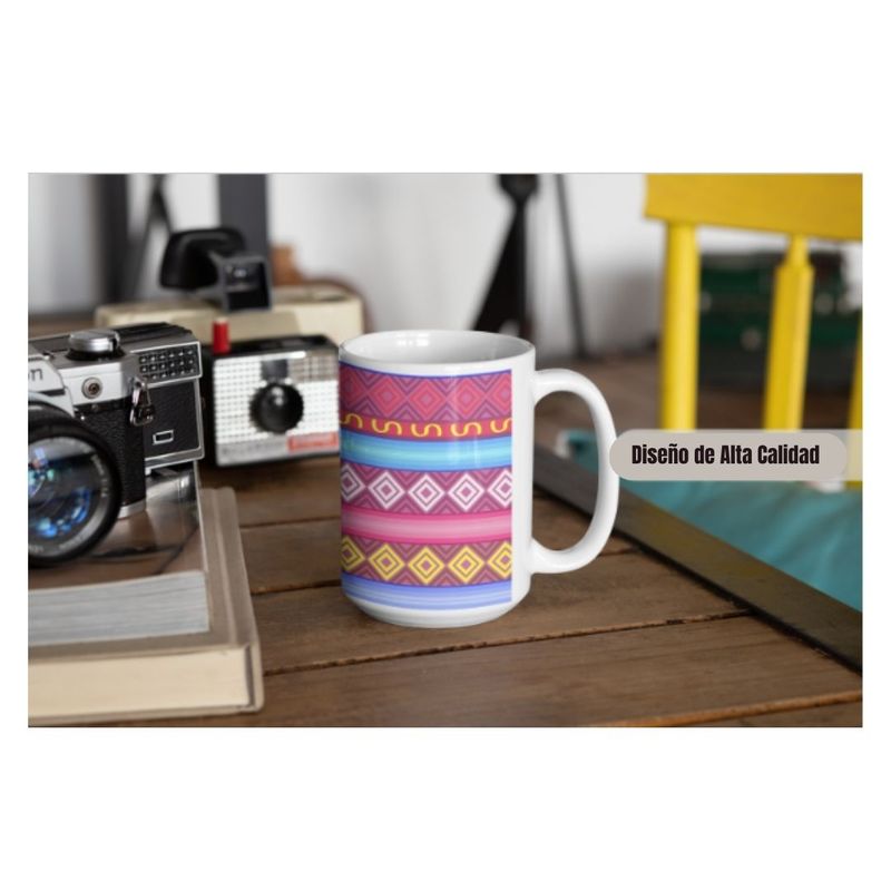 GENERICO - Taza de Loza Grande Diseño Patron Andino Fiestas Patrias 15oz 26