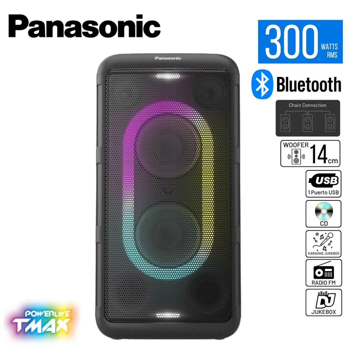 PANASONIC - Equipo de Sonido Panasonic SC-TMAX15 ONE BOX 300 Watts RMS Negro