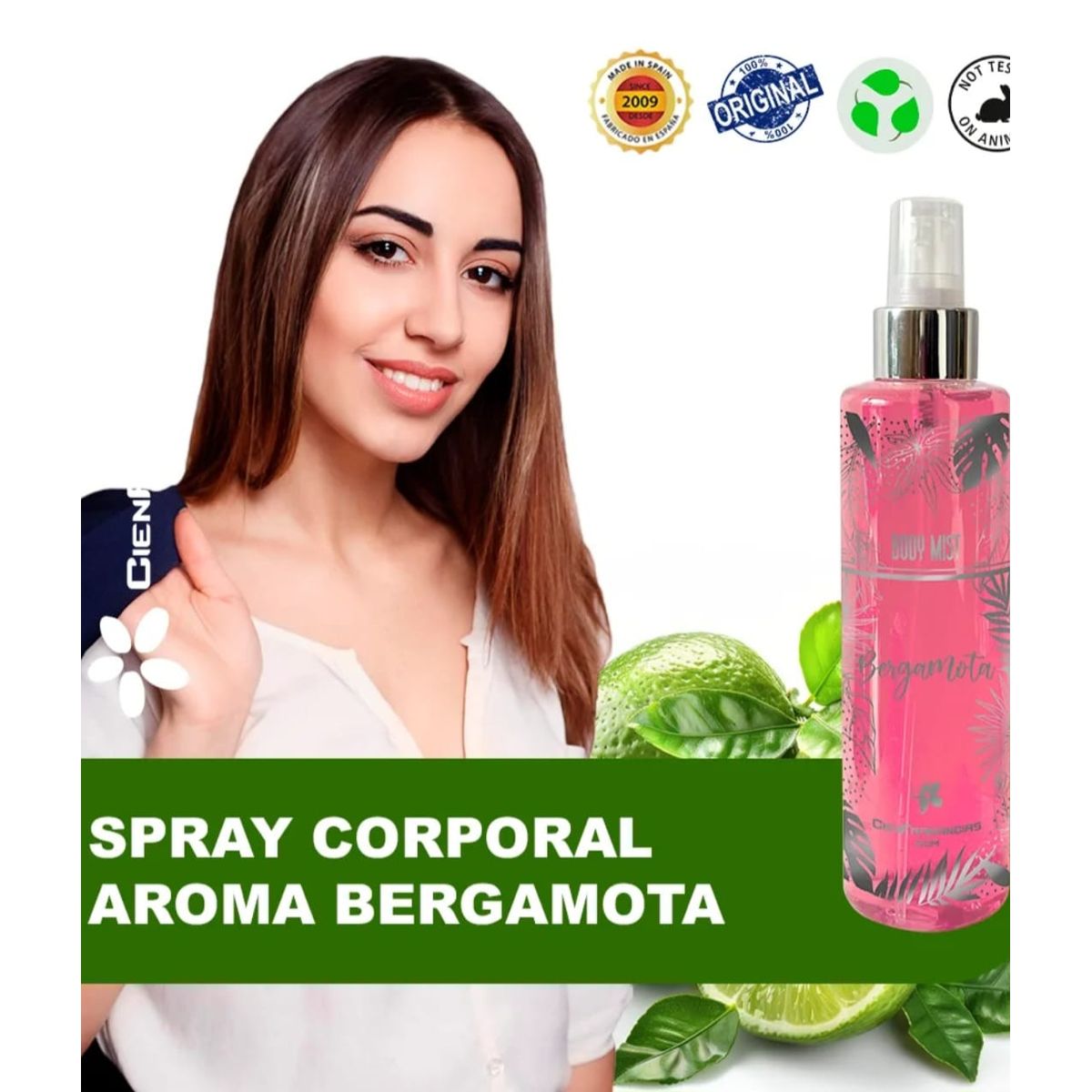 CIEN FRAGANCIAS - BODYMIST VEGAN BERGAMOTA CITRUS GLOW CIENFRAGANCIAS CIENESENCIAS 200ML