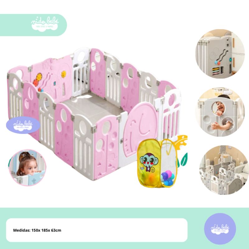 GENERICO - CORRALITO ELEFANTE REY PREMIUM LARGE PINK 180x150