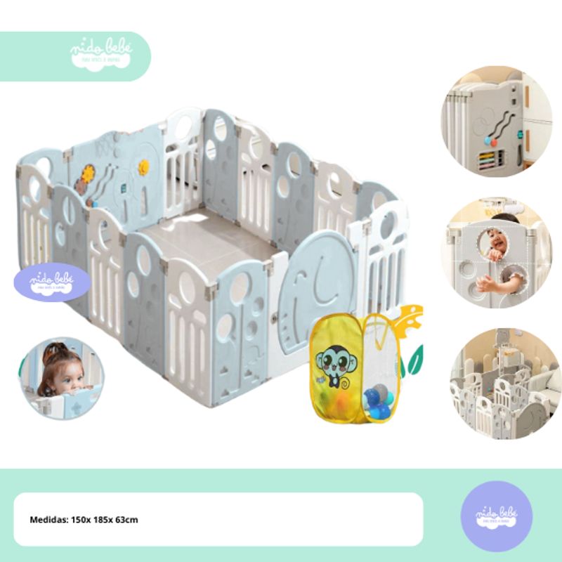 GENERICO - CORRALITO ELEFANTE REY PREMIUM LARGE PLOMO 180x150