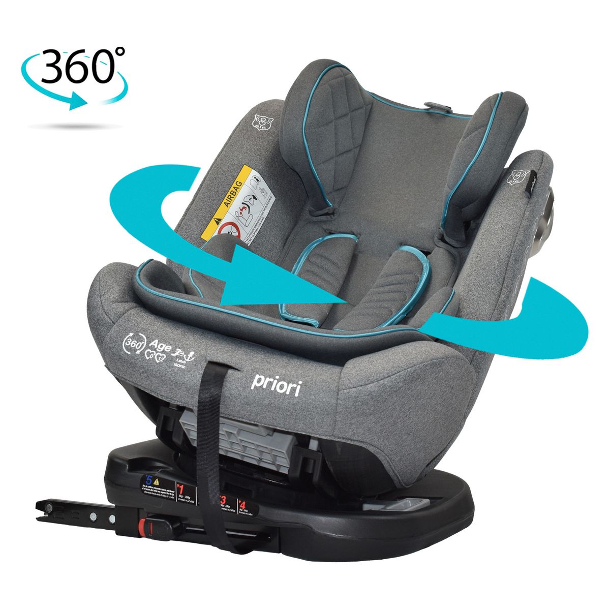 PRIORI - Silla de Auto Bebé 360° Priori First Plus Gris Azul