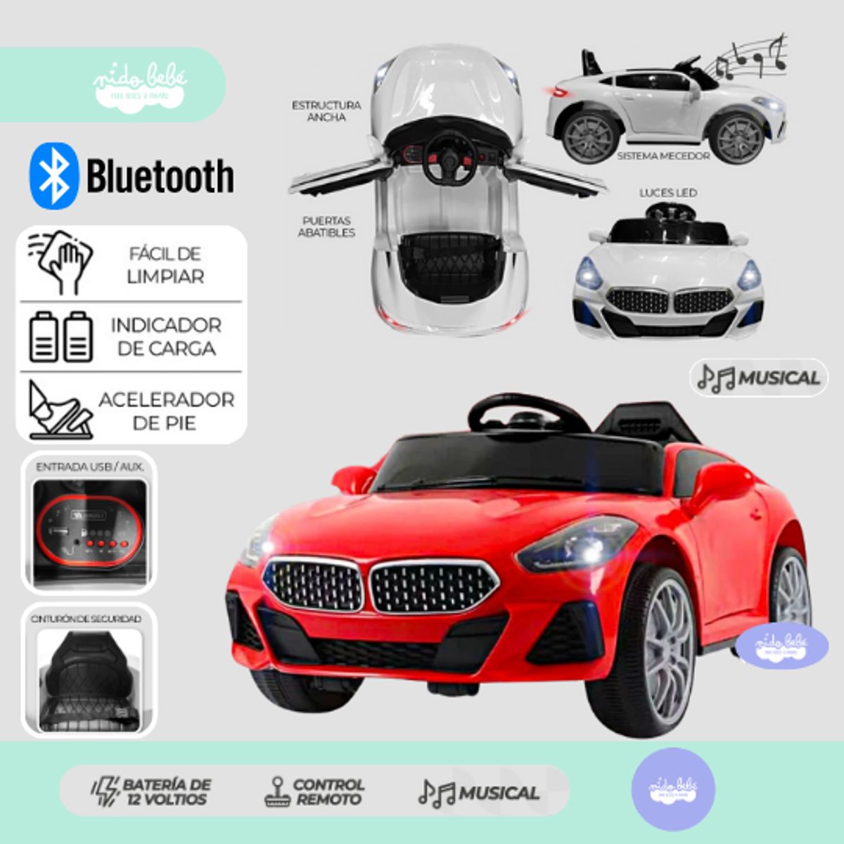 GENERICO - Carro a Batería para niños Deportivo Z4 rojo