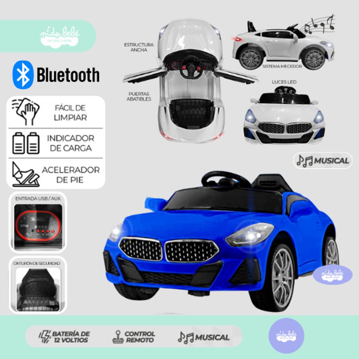 GENERICO - Carro a Batería para niños Deportivo Z4 azul