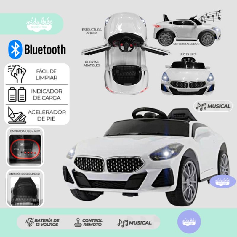 GENERICO - Carro a Batería para niños Deportivo Z4 blanco