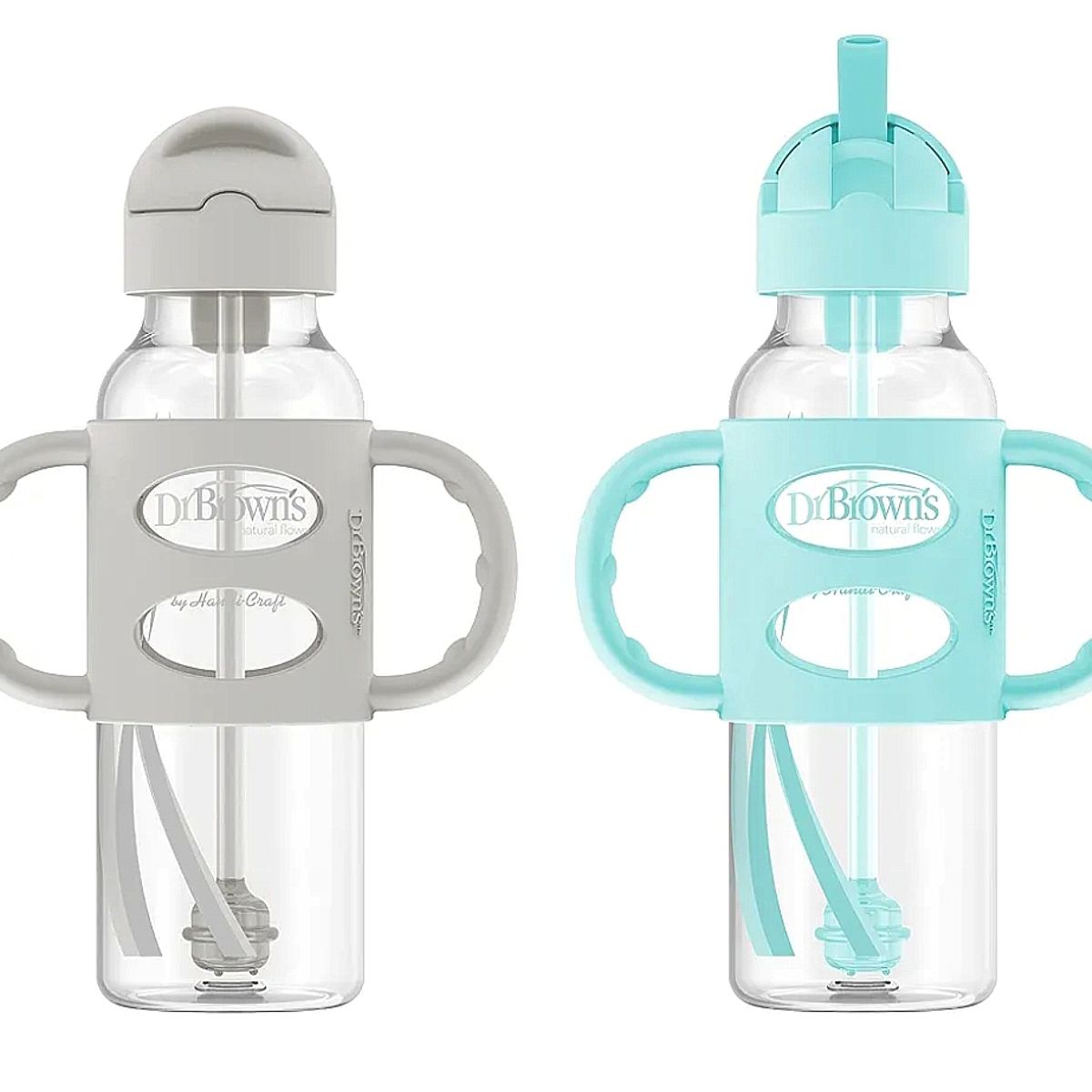 DR BROWNS - Biberón con Cañita y Asas - Antiderrame Boca Estrecha 8 oz